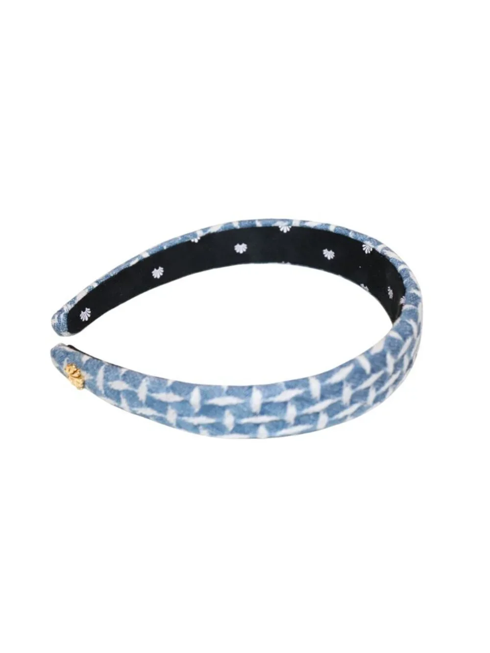 Lele Sadoughi Blue & White Denim Patterned Padded Headband, New